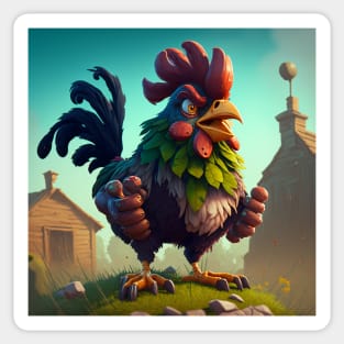 Funny Farm Crazy Rooster Sticker